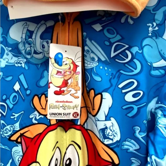 NWT Vintage 90’s ADULT XL Ren & Stimpy Union Suit Onsie Loungewear - Picture 3 of 3